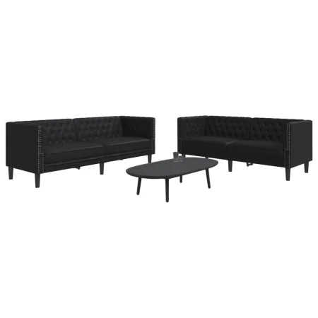 Juego de sofás Chesterfield 2 piezas cuero sintético negro by , Sofas - Ref: Foro24-3209274, Price: 559,13 €, Discount: %