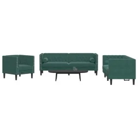 Set de sofás Chesterfield con cojines 3 piezas terciopelo verde de , Sofás - Ref: Foro24-3209283, Precio: 860,04 €, Descuento: %