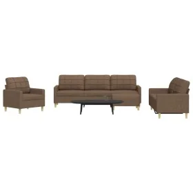 Juego de sofás con reposapiés 4 piezas tela marrón de , Sofás - Ref: Foro24-3278298, Precio: 671,26 €, Descuento: %