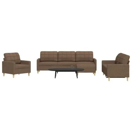 Juego de sofás con reposapiés 4 piezas tela marrón de , Sofás - Ref: Foro24-3278298, Precio: 671,26 €, Descuento: %