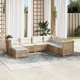 Set sofás de jardín 7 piezas y cojines ratán sintético beige de , Conjuntos de jardín - Ref: Foro24-3261940, Precio: 586,64 €...