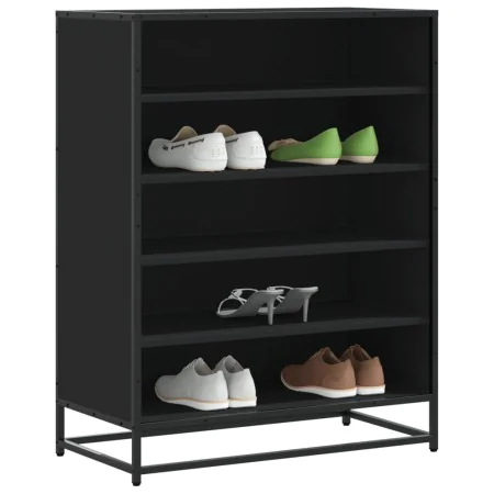 Zapatero de madera de ingeniería y metal negro 75x38x97,5 cm de , Zapateros y organizadores de calzado - Ref: Foro24-3300870,...