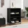 Zapatero de madera de ingeniería y metal negro 75x38x97,5 cm de , Zapateros y organizadores de calzado - Ref: Foro24-3300870,...