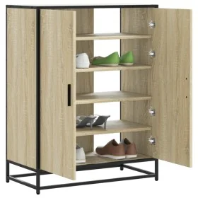 Zapatero de madera y metal roble Sonoma 75x38x97,5 cm de , Zapateros y organizadores de calzado - Ref: Foro24-3300866, Precio...
