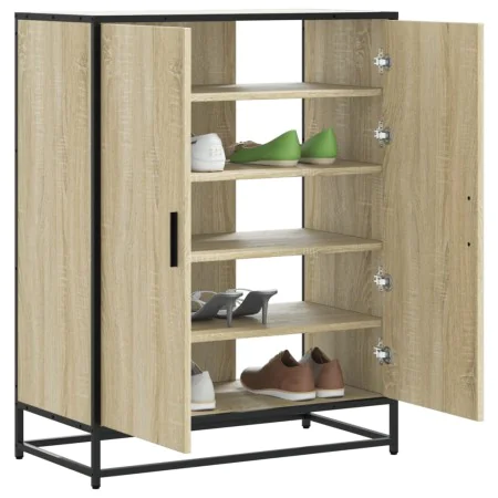 Zapatero de madera y metal roble Sonoma 75x38x97,5 cm de , Zapateros y organizadores de calzado - Ref: Foro24-3300866, Precio...