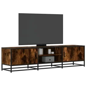 Mueble TV metal y madera ingeniería roble humo 160x35x41 cm de , Muebles TV - Ref: Foro24-848846, Precio: 106,41 €, Descuento: %