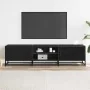 Mueble de TV madera de ingeniería y metal negro 160x35x41 cm de , Muebles TV - Ref: Foro24-848844, Precio: 113,69 €, Descuent...