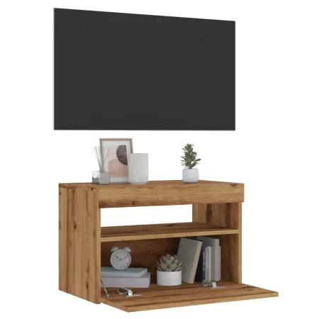 Mueble de TV luces LED madera roble artisan 60x35x40 cm by , TV Furniture - Ref: Foro24-856311, Price: 50,44 €, Discount: %