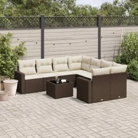 Set de sofás de jardín 9 pzas y cojines ratán sintético marrón von , Modulare Sofas für den Außenbereich - Ref: Foro24-325110...