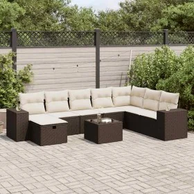 Set de sofás de jardín 9 pzas y cojines ratán sintético marrón de , Conjuntos de jardín - Ref: Foro24-3325749, Precio: 562,47...