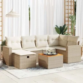Set sofás de jardín 7 piezas y cojines ratán sintético beige de , Conjuntos de jardín - Ref: Foro24-3325789, Precio: 501,61 €...