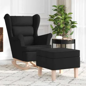 Sillón mecedora con taburete tela negro de , Sillones - Ref: Foro24-3307999, Precio: 227,82 €, Descuento: %