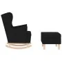 Sillón mecedora con taburete tela negro de , Sillones - Ref: Foro24-3307999, Precio: 227,82 €, Descuento: %