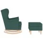 Sillón mecedora con taburete tela verde oscuro de , Sillones - Ref: Foro24-3308002, Precio: 283,91 €, Descuento: %