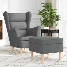 Sillón con taburete reposapiés tela gris oscuro de , Sillones - Ref: Foro24-3307990, Precio: 300,60 €, Descuento: %