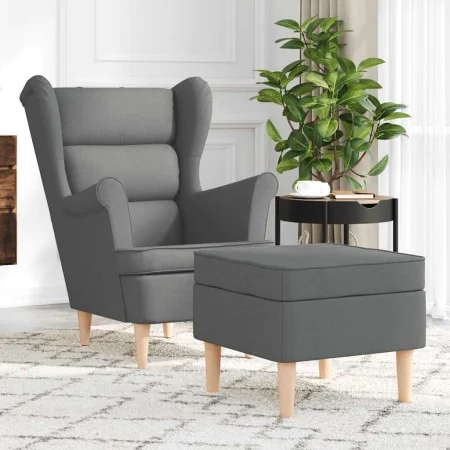 Sillón con taburete reposapiés tela gris oscuro de , Sillones - Ref: Foro24-3307990, Precio: 300,60 €, Descuento: %