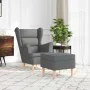 Sillón con taburete reposapiés tela gris oscuro de , Sillones - Ref: Foro24-3307990, Precio: 300,60 €, Descuento: %