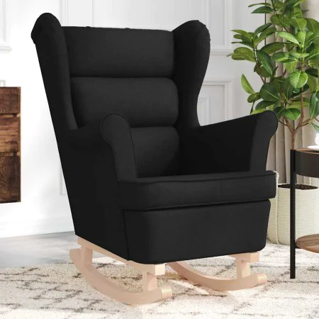 Silla mecedora de tela negro 74x90x102 cm de , Sillones - Ref: Foro24-4016921, Precio: 186,88 €, Descuento: %