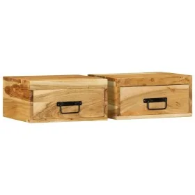 Mesitas de noche de pared 2 uds madera maciza de acacia de , Mesitas de noche - Ref: Foro24-4017457, Precio: 120,19 €, Descue...