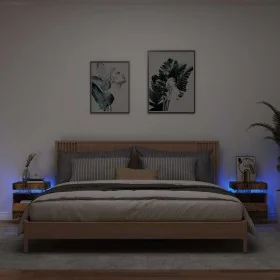Mesita de noche luces LED 2 uds madera envejecida 40x39x48,5 cm by , Nightstands - Ref: Foro24-857659, Price: 120,42 €, Disco...