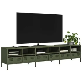 Mueble TV acero laminado en frío verde oliva 202x39x43,5 cm de , Muebles TV - Ref: Foro24-3307159, Precio: 214,11 €, Descuent...