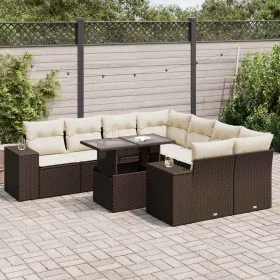 Set de sofás de jardín 9 pzas y cojines ratán sintético marrón de , Conjuntos de jardín - Ref: Foro24-3326774, Precio: 671,04...