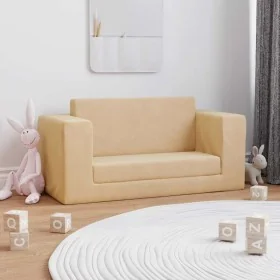 Sofá cama de niños 2 plazas felpa suave crema de , Mobiliario para bebés y niños pequeños - Ref: Foro24-357037, Precio: 56,24...