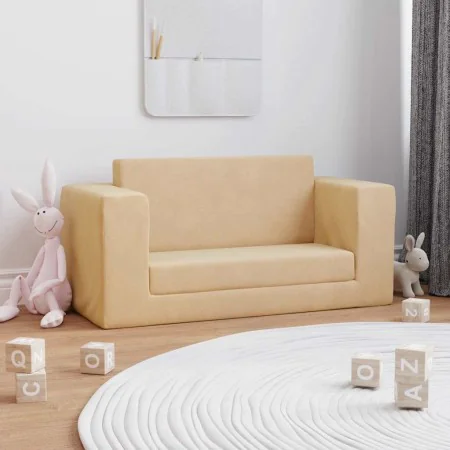 Sofá cama de niños 2 plazas felpa suave crema de , Mobiliario para bebés y niños pequeños - Ref: Foro24-357037, Precio: 56,24...