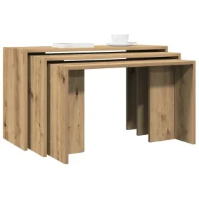 Mesas apilables 3 pzas madera contrachapada color roble artisan von , Seitentische - Ref: Foro24-858541, Preis: 59,96 €, Raba...