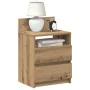 Mesilla de noche con 2 cajones roble artesano 40x33x60 cm de , Mesitas de noche - Ref: Foro24-858576, Precio: 52,73 €, Descue...