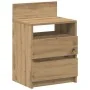 Mesilla de noche con 2 cajones roble artesano 40x33x60 cm de , Mesitas de noche - Ref: Foro24-858576, Precio: 52,73 €, Descue...