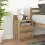 Mesilla de noche con 2 cajones roble artesano 40x33x60 cm de , Mesitas de noche - Ref: Foro24-858576, Precio: 52,73 €, Descue...