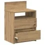 Mesilla de noche con 2 cajones roble artesano 40x33x60 cm de , Mesitas de noche - Ref: Foro24-858576, Precio: 52,73 €, Descue...