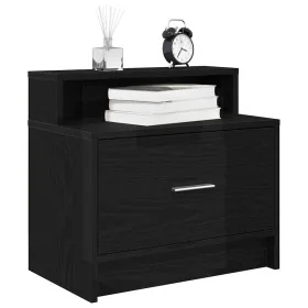 Mesilla de noche con cajón roble negro 51x31x47 cm de , Mesitas de noche - Ref: Foro24-858670, Precio: 43,27 €, Descuento: %