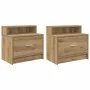 Mesillas de noche con cajón 2 uds roble artesanal 51x31x47 cm de , Mesitas de noche - Ref: Foro24-858685, Precio: 71,16 €, De...