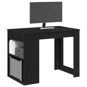 Escritorio con cajón y estante madera contrachapada roble negro by , Kitchen and dining tables - Ref: Foro24-858687, Price: 9...