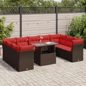 Juego Sofá Jardín 10Piezas con Cojines Marrón Poli Ratán Acacia by , Garden sets - Ref: Foro24-3326225, Price: 789,00 €, Disc...