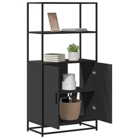 Aparador alto madera de ingeniería y metal negro 68x35x139 cm de , Aparadores - Ref: Foro24-849049, Precio: 111,62 €, Descuen...