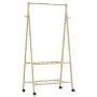 Perchero con estantes y ruedas 96x45,5x155,5 cm bambú de , Organizadores de vestidores y perchas de barra - Ref: Foro24-40089...