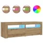 Mesitas de noche luces LEDs 2 uds roble artesanal 60x35x40 cm de , Mesitas de noche - Ref: Foro24-3329162, Precio: 89,42 €, D...