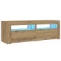 Mesitas de noche luces LEDs 2 uds roble artesanal 60x35x40 cm de , Mesitas de noche - Ref: Foro24-3329162, Precio: 89,42 €, D...