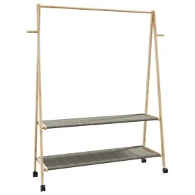 Perchero con estantes y ruedas 132x45,5x155,5 cm bambú de , Organizadores de vestidores y perchas de barra - Ref: Foro24-4008...