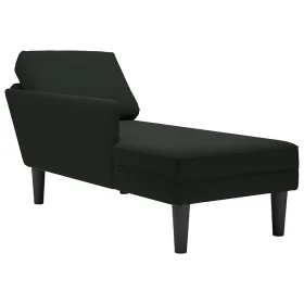 Tumbona con almohada y reposabrazo derecho terciopelo negro de , Divanes - Ref: Foro24-4009812, Precio: 96,26 €, Descuento: %