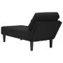 Tumbona con almohada y reposabrazo derecho terciopelo negro de , Divanes - Ref: Foro24-4009812, Precio: 96,26 €, Descuento: %