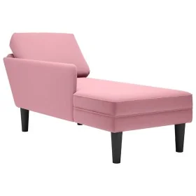 Tumbona con almohada y reposabrazo derecho terciopelo rosa de , Divanes - Ref: Foro24-4009810, Precio: 149,91 €, Descuento: %