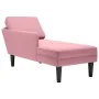 Tumbona con almohada y reposabrazo derecho terciopelo rosa de , Divanes - Ref: Foro24-4009810, Precio: 149,91 €, Descuento: %