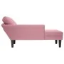 Tumbona con almohada y reposabrazo derecho terciopelo rosa de , Divanes - Ref: Foro24-4009810, Precio: 149,91 €, Descuento: %