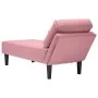 Tumbona con almohada y reposabrazo derecho terciopelo rosa de , Divanes - Ref: Foro24-4009810, Precio: 149,91 €, Descuento: %