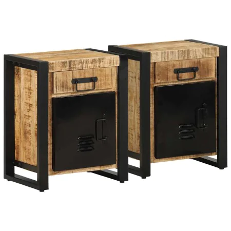 Mesitas de noche 2 piezas madera maciza rugosa mango de , Mesitas de noche - Ref: Foro24-4013560, Precio: 216,00 €, Descuento: %
