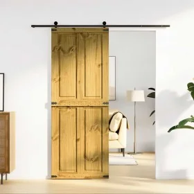 Puerta de granero CORONA madera maciza pino 80x210 cm de , Puertas - Ref: Foro24-4103416, Precio: 182,61 €, Descuento: %